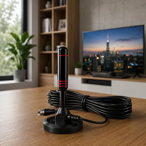 Antena Tv Digital Uhf 3.5 Dbi Base Magnética 3 Mts Int / Ext Negro