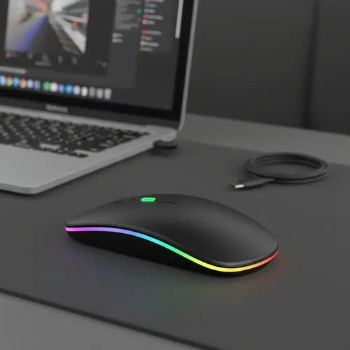 Mouse Inalámbrico Recargable Irm Mk-07 Con Bluetooth Y Rgb Para Gamer U Oficina Gris Oscuro
