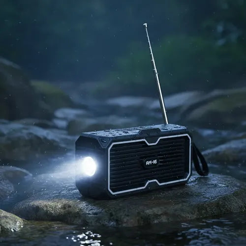Parlante Portátil Solar 5w Radio Fm Linterna Led Recargable