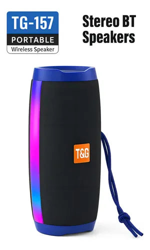 Parlante Bluetooth Inalámbrico Portátil Tg-157 Con Luces Led Rgb Y Radio Fm Negro