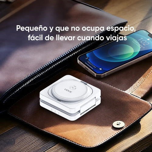 Cargador Inalámbrico Magnético Base 4 En 1 Plegable 15w Blanco