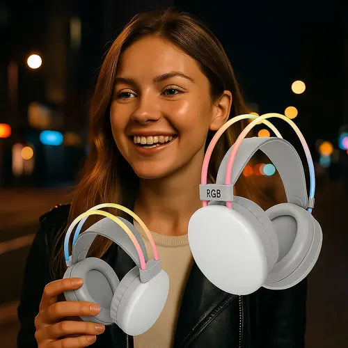 Audífonos Inalámbricos Rgb Pg580 Con Micrófono Y Luces Led