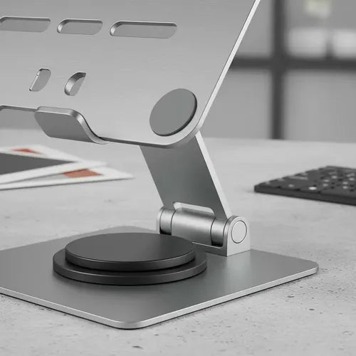 Soporte Giratorio Para Tablet Y Smartphone 360° En Aluminio | Base Ajustable Y Ergonómica Plateado