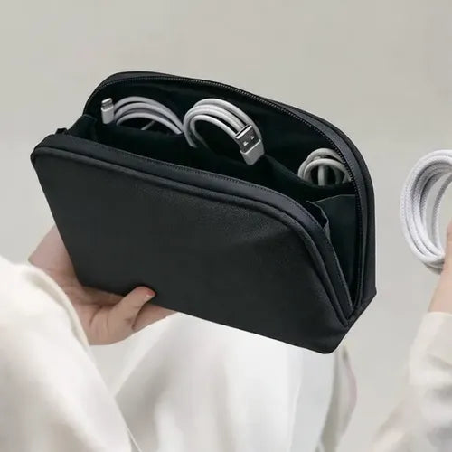 Kit Powerbank Magnético 10000mah 22.5w + Bolso Organizador Blanco/negro