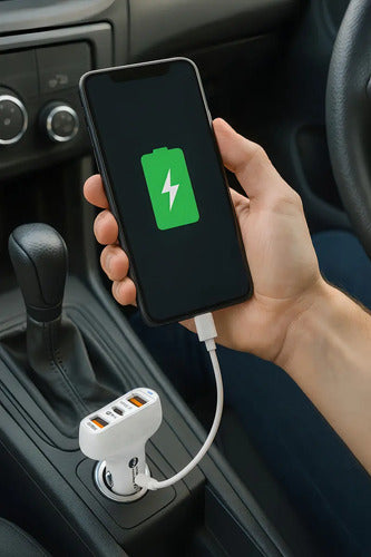 Cargador Para Auto De Carga Rápida Usb-c Con Cable, 20w Blanco