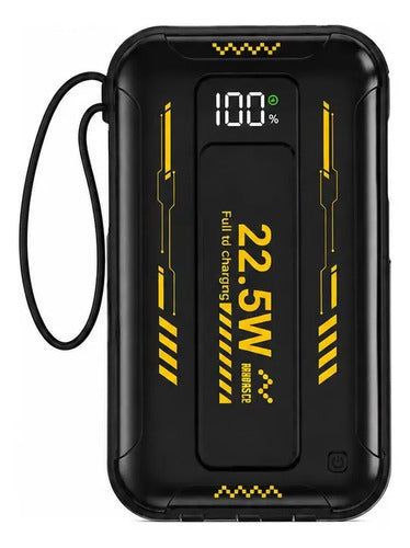 Power Bank Portátil De 10000mah Con Carga Rápida 3 Puertos 4 Cables Integrados Para iPhone Y Android Negro/blanco